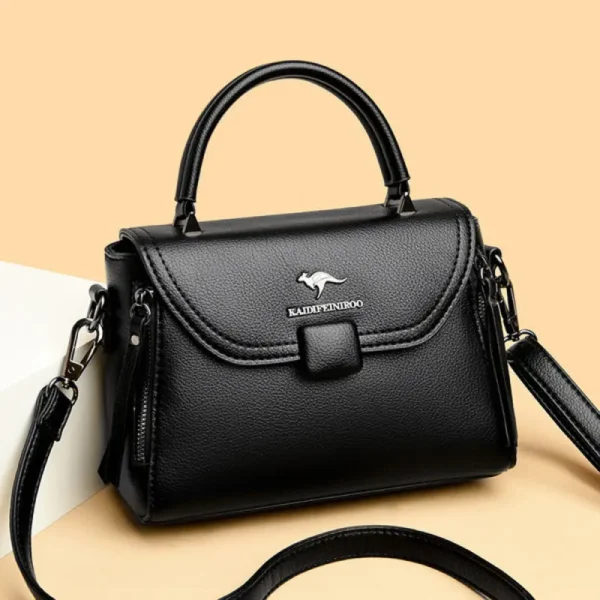 Luxury Fashion High Quality Leather Kangaroo Handbag (Black) - Image 2